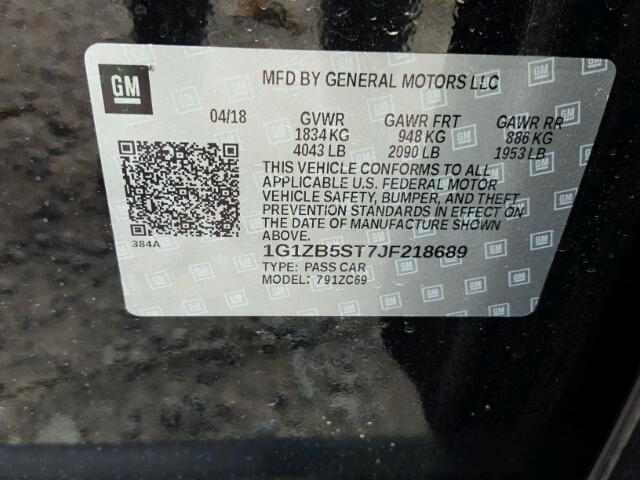 1G1ZB5ST7JF218689 - 2018 CHEVROLET MALIBU LS Qara foto 10