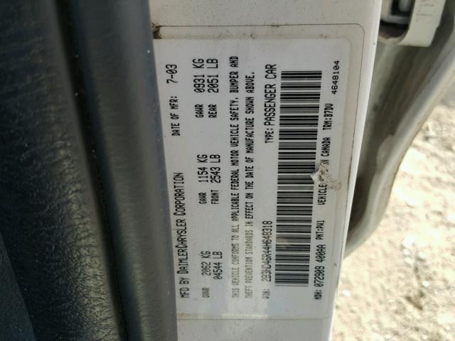 2B3HD46R44H648318 - 2004 DODGE INTREPID S Ağ foto 10