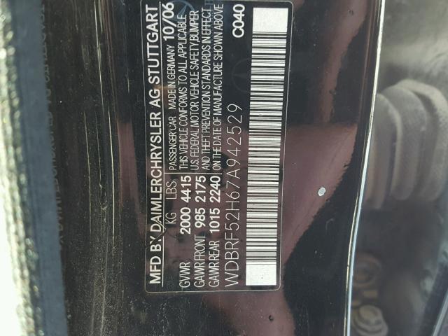 WDBRF52H67A942529 - 2007 MERCEDES-BENZ C 230 BLACK photo 10