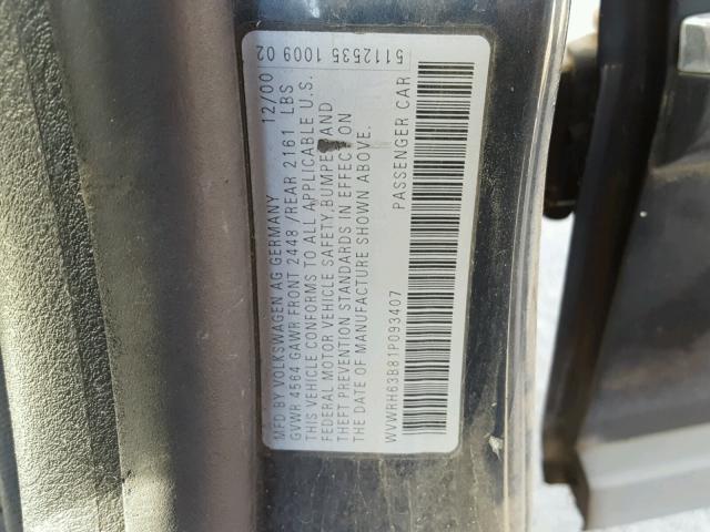 WVWRH63B81P093407 - 2001 VOLKSWAGEN PASSAT GLX 石墨色 照片 10