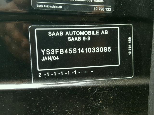 YS3FB45S141033085 - 2004 SAAB 9-3 LINEAR BLACK photo 10