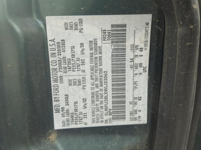 5LMPU28LXWLJ53062 - 1998 LINCOLN NAVIGATOR Zielony zdjęcie 10