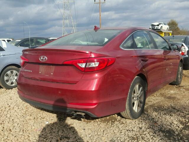 5NPE24AF2FH132554 - 2015 HYUNDAI SONATA SE RED photo 4