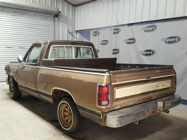 1B7FE16Y5KS020668 - 1989 DODGE D-SERIES D BROWN photo 3