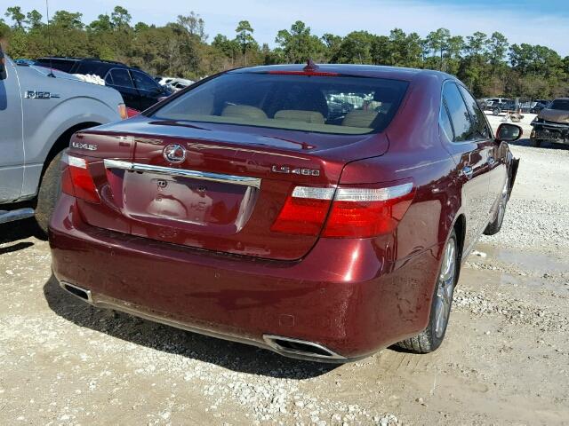 JTHBL46F875019670 - 2007 LEXUS LS 460 MAROON photo 4