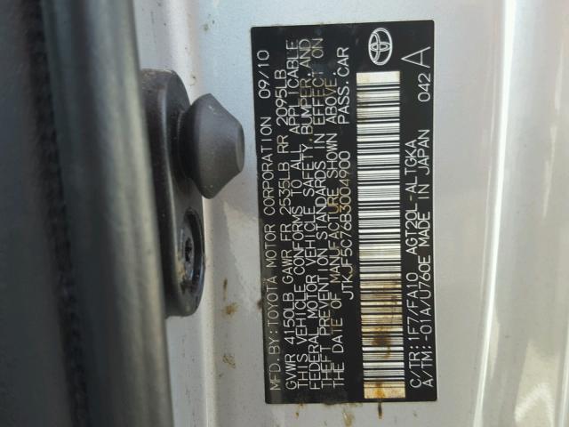 JTKJF5C76B3004900 - 2011 TOYOTA SCION TC 银色 照片 10