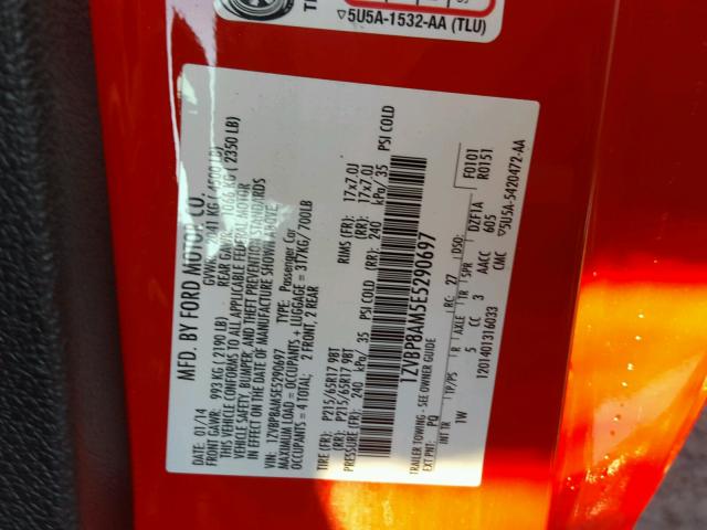 1ZVBP8AM5E5290697 - 2014 FORD MUSTANG RED photo 10