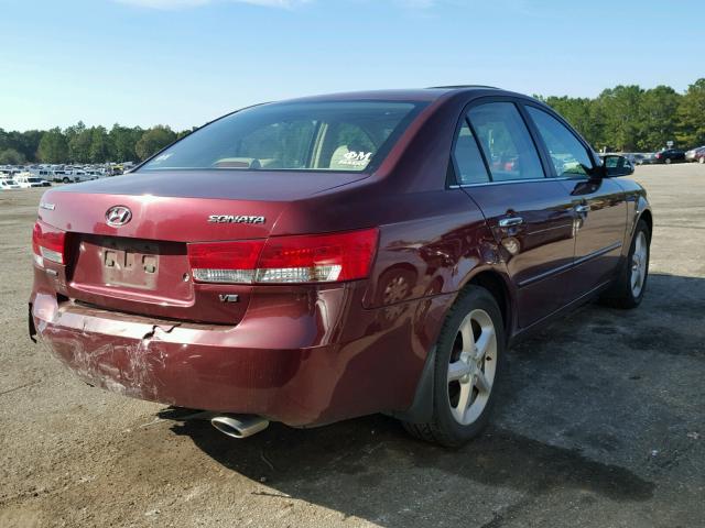 5NPEU46F17H220337 - 2007 HYUNDAI SONATA SE RED photo 4