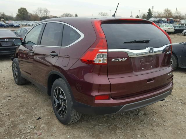 2HKRM4H48GH699711 - 2016 HONDA CR-V SE MAROON photo 3