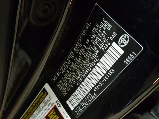 4T1BF3EK8BU183142 - 2011 TOYOTA CAMRY BASE BLACK photo 10