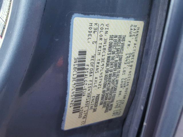 3N1BC13E97L457421 - 2007 NISSAN VERSA S GRAY photo 10