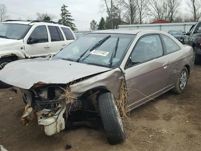 1HGEM21522L075821 - 2002 HONDA CIVIC LX BEIGE photo 2