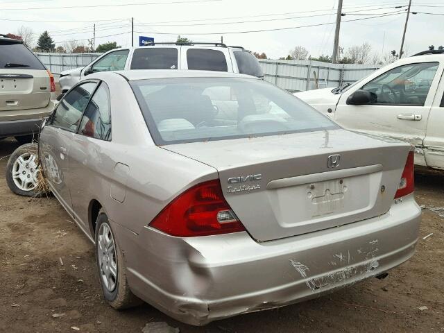 1HGEM21522L075821 - 2002 HONDA CIVIC LX BEIGE photo 3