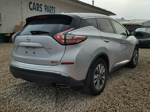 5N1AZ2MH4FN224904 - 2015 NISSAN MURANO S SILVER photo 4