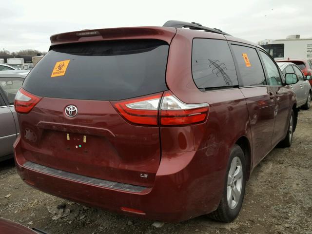 5TDKK3DCXGS733317 - 2016 TOYOTA SIENNA LE RED photo 4