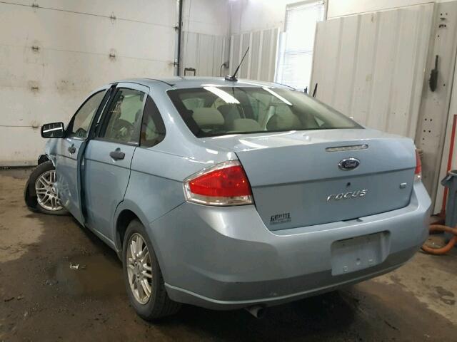 1FAHP35NX9W223649 - 2009 FORD FOCUS SE BLUE photo 3