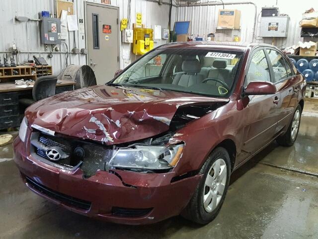 5NPET46C38H399765 - 2008 HYUNDAI SONATA GLS MAROON photo 2