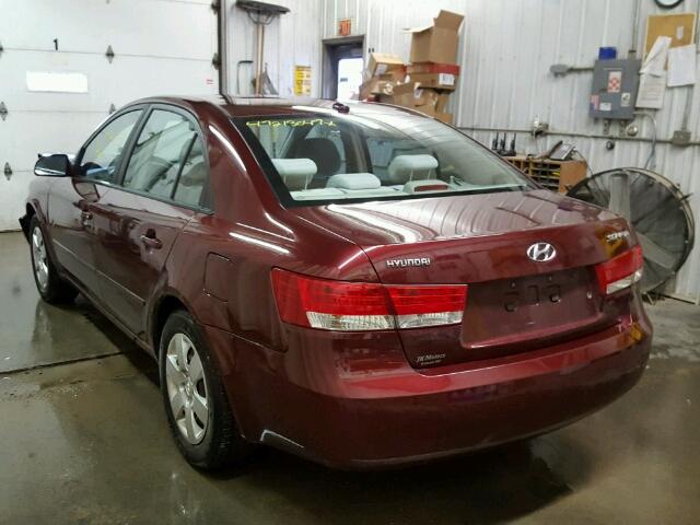 5NPET46C38H399765 - 2008 HYUNDAI SONATA GLS MAROON photo 3