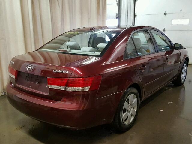 5NPET46C38H399765 - 2008 HYUNDAI SONATA GLS MAROON photo 4