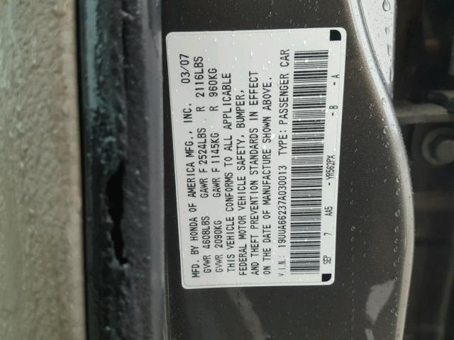 19UUA66237A030013 - 2007 ACURA TL GRAY photo 10