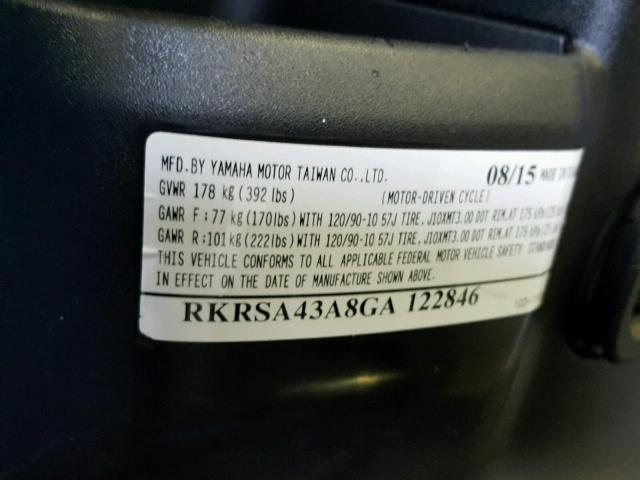 RKRSA43A8GA122846 - 2016 YAMAHA YW50 F BLACK photo 10