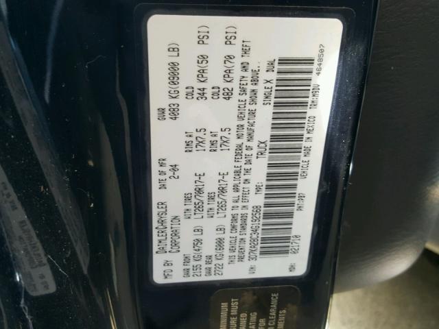 3D7KA28C34G192568 - 2004 DODGE RAM 2500 S BLUE photo 10