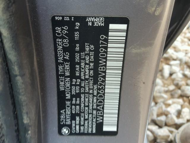 WBADD6329VBW09179 - 1997 BMW 528 I AUTO GRAY photo 10