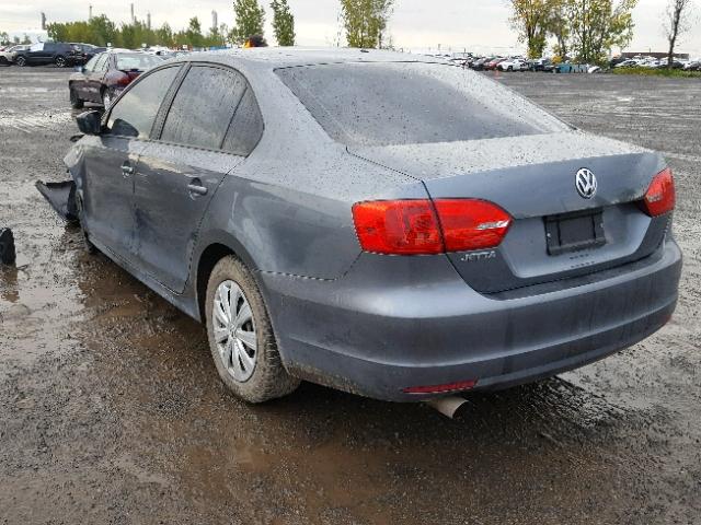 3VW1K7AJ2DM414895 - 2013 VOLKSWAGEN JETTA BASE GRAY photo 3