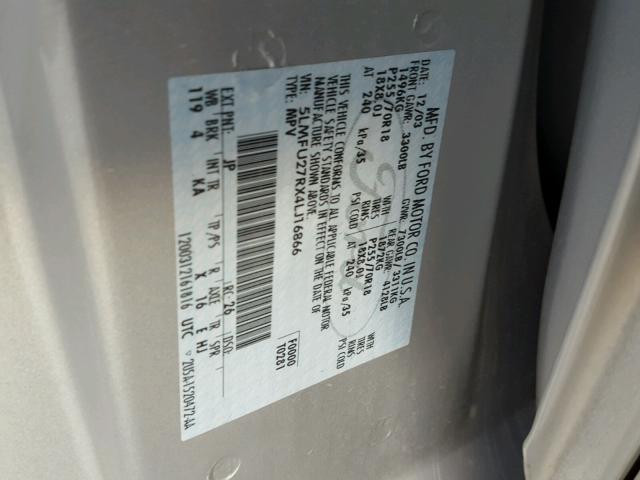 5LMFU27RX4LJ16866 - 2004 LINCOLN NAVIGATOR SILVER photo 10