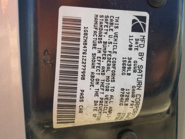 1G8ZN84761Z277998 - 2001 SATURN SW2 GRAY photo 10