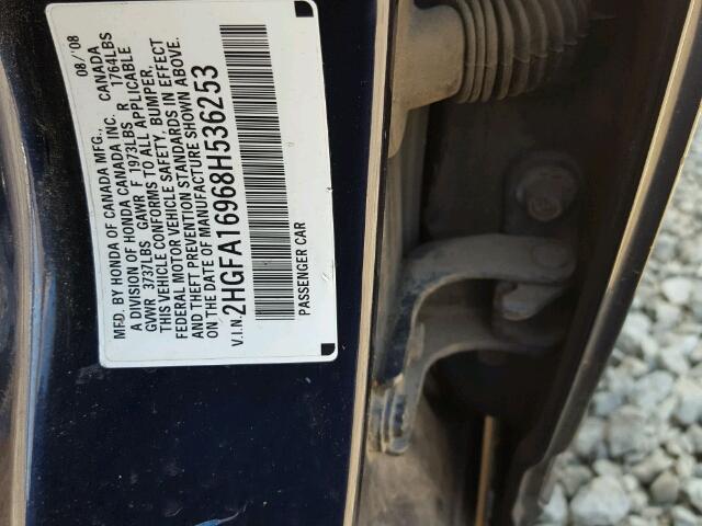 2HGFA16968H536253 - 2008 HONDA CIVIC EXL Mavi foto 10