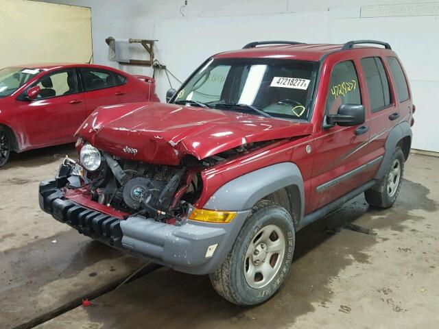 1J4GL48K15W686485 - 2005 JEEP LIBERTY SP RED photo 2