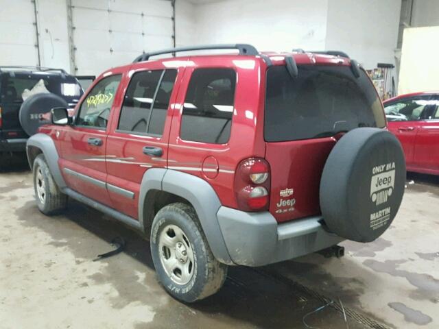 1J4GL48K15W686485 - 2005 JEEP LIBERTY SP RED photo 3