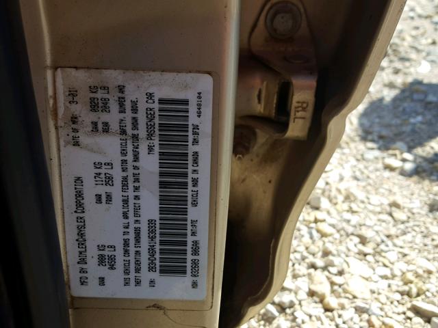 2B3HD46R41H636939 - 2001 DODGE INTREPID S Qızıl foto 10