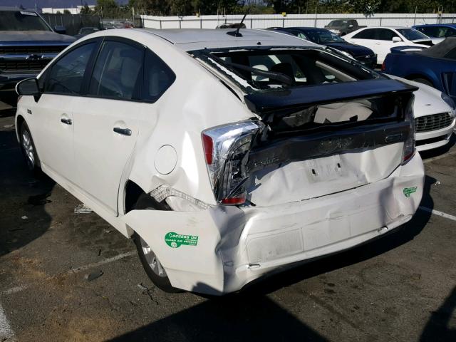 JTDKN3DP8E3061069 - 2014 TOYOTA PRIUS PLUG WHITE photo 3