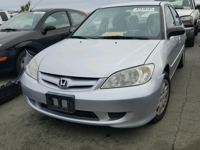 2HGES16605H614911 - 2005 HONDA CIVIC LX GRAY photo 2