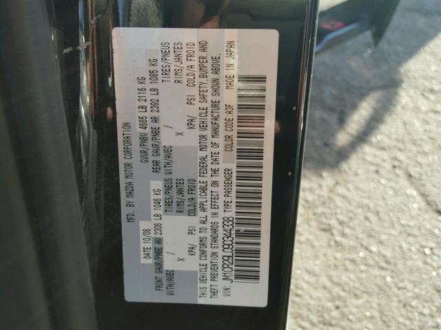 JM1CR29L090344338 - 2009 MAZDA 5 BLACK photo 10