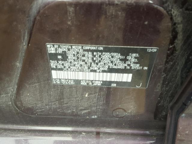 JTLZE4FEXA1113263 - 2010 TOYOTA SCION XB Марун фото 10