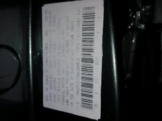 1HGCP26738A088526 - 2008 HONDA ACCORD EX 绿色 照片 10