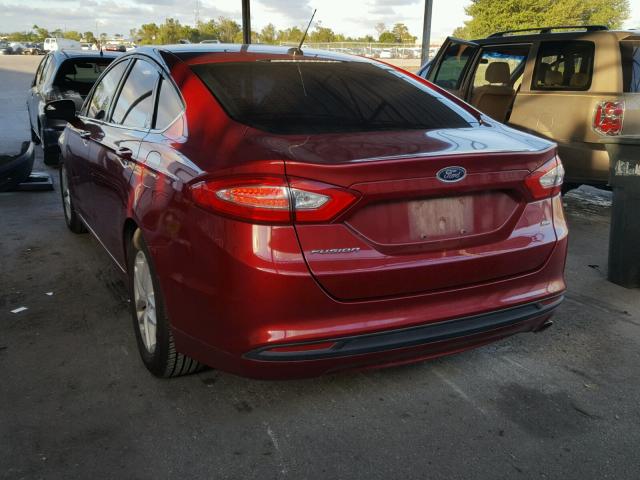 3FA6P0H78ER363554 - 2014 FORD FUSION SE RED photo 3