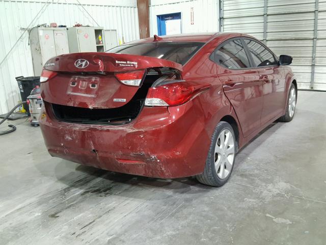 KMHDH4AE4CU324332 - 2012 HYUNDAI ELANTRA GL MAROON photo 4