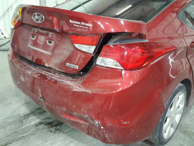 KMHDH4AE4CU324332 - 2012 HYUNDAI ELANTRA GL MAROON photo 9