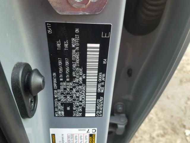 JTEBU5JR3H5458827 - 2017 TOYOTA 4RUNNER SR 灰色 照片 10