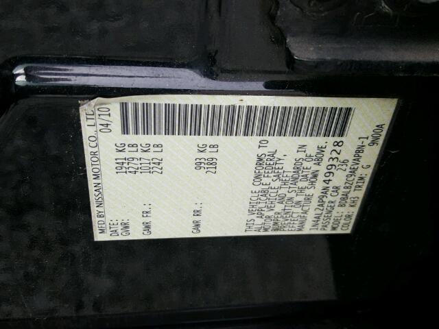 1N4AL2AP9AN499328 - 2010 NISSAN ALTIMA BAS BLACK photo 10