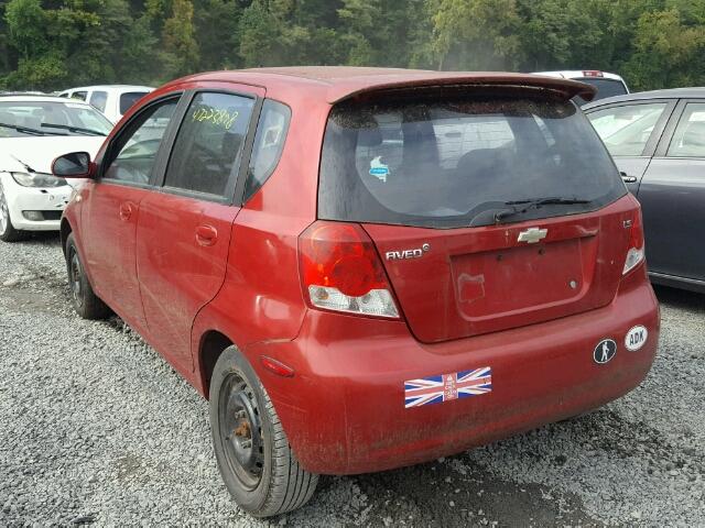 KL1TD66648B259565 - 2008 CHEVROLET AVEO BASE Қызыл фото 3