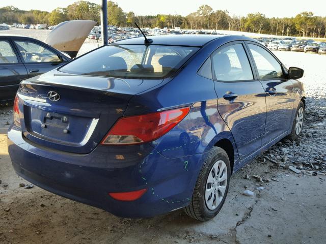 KMHCT4AE0FU833512 - 2015 HYUNDAI ACCENT GLS BLUE photo 4