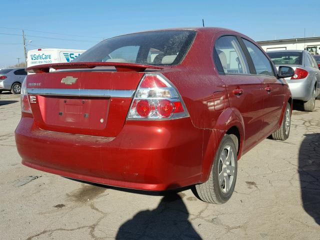 KL1TD56EX9B621725 - 2009 CHEVROLET AVEO LS RED photo 4