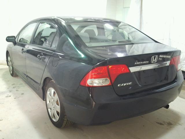 2HGFA16589H522630 - 2009 HONDA CIVIC LX BLACK photo 3