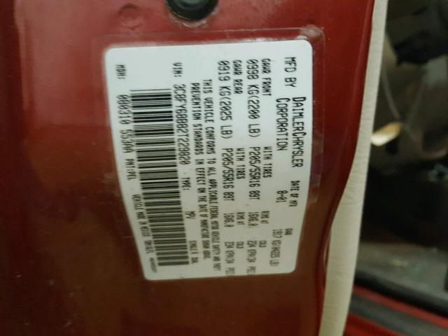 3C8FY68B82T229820 - 2002 CHRYSLER PT CRUISER RED photo 10