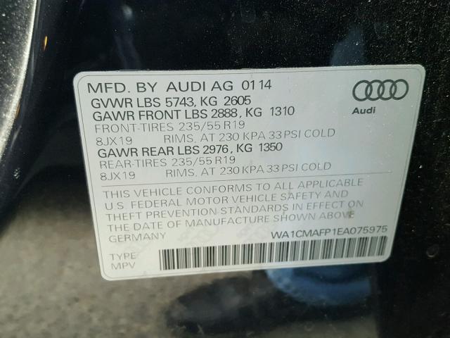 WA1CMAFP1EA075975 - 2014 AUDI Q5 TDI BLUE photo 10